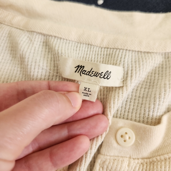 Madewell Hearthered Thermal Henley Tee Long Sleeve Cream Size XL - Picture 4 of 6